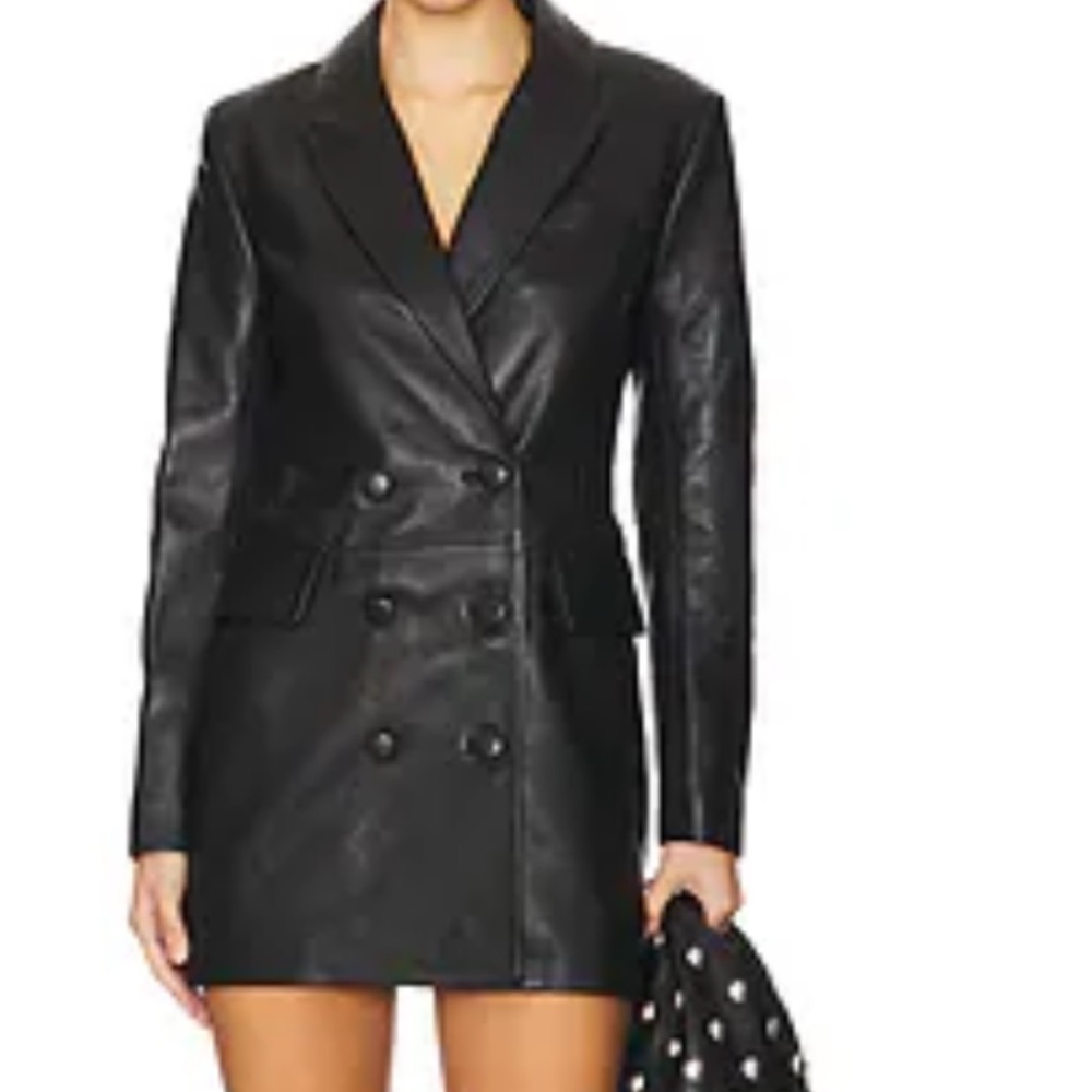 Steve Madden Black Double-Breasted Leather Jacket